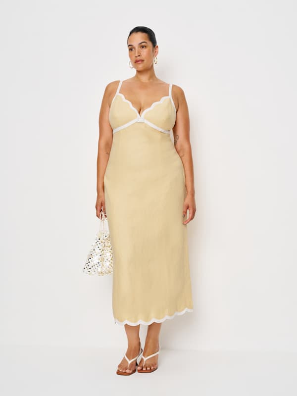 Sara Linen Dress Es - Parmesan